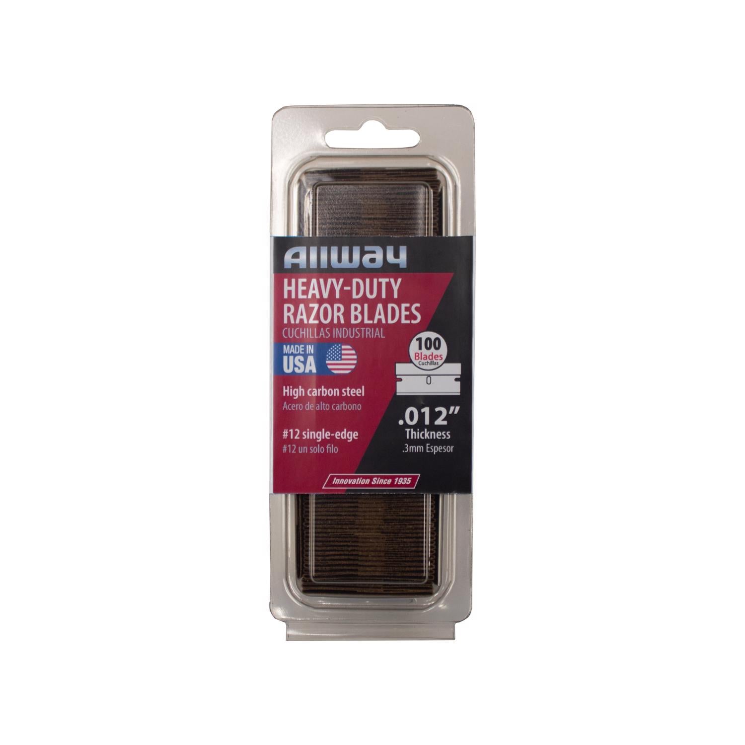 Allway Carbon Steel Single-Edge Razor Scraper - Case of 10
