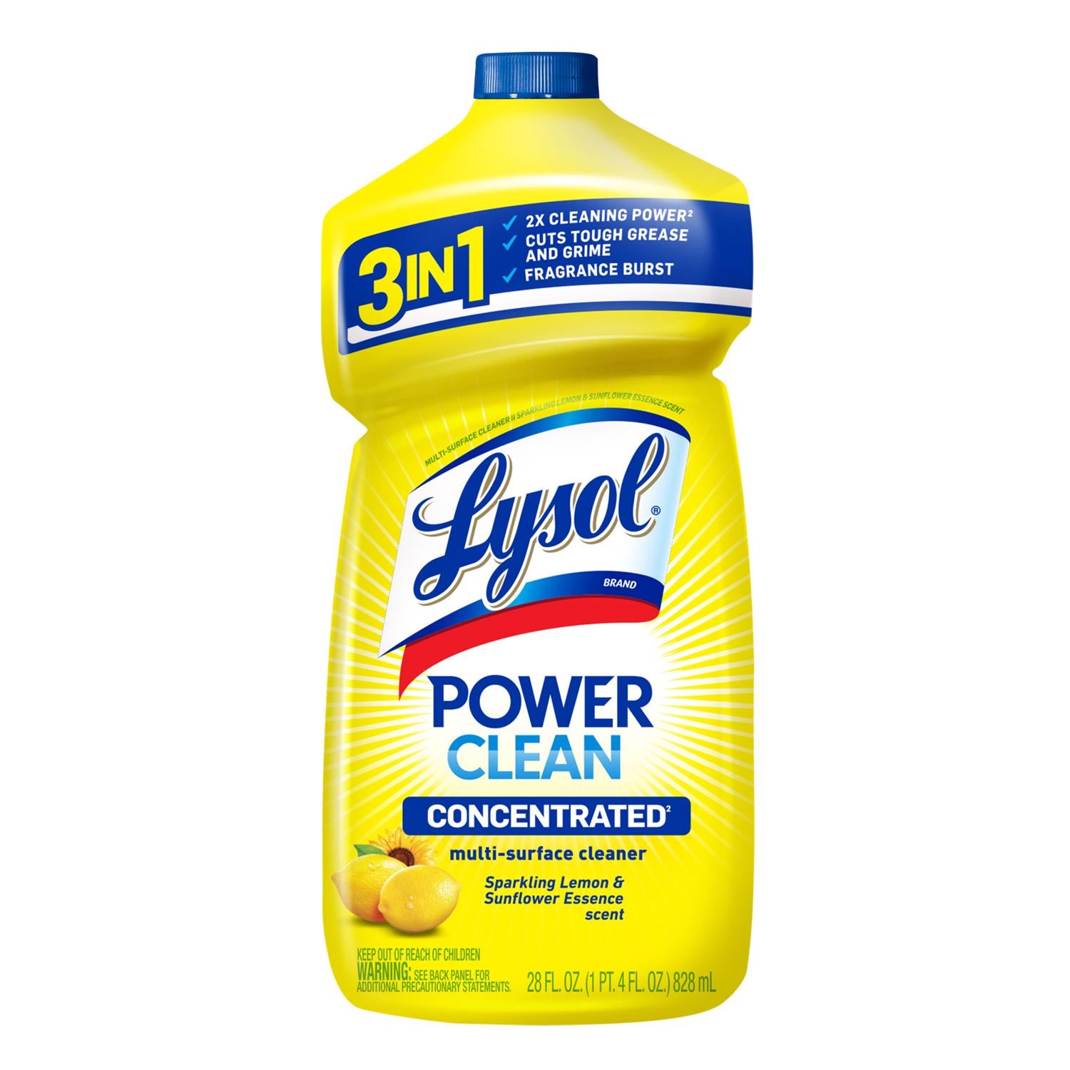 Lysol Sparkling Lemon & Sunflower Essence Scent Concentrated Multi-Surface Cleaner Liquid 28 oz - Case of 9