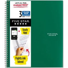 Five Star College Ruled 3 - subject Notebook - Letter [NOTEBOOK;FS;3SB;8.5X11.5;GN-EA]