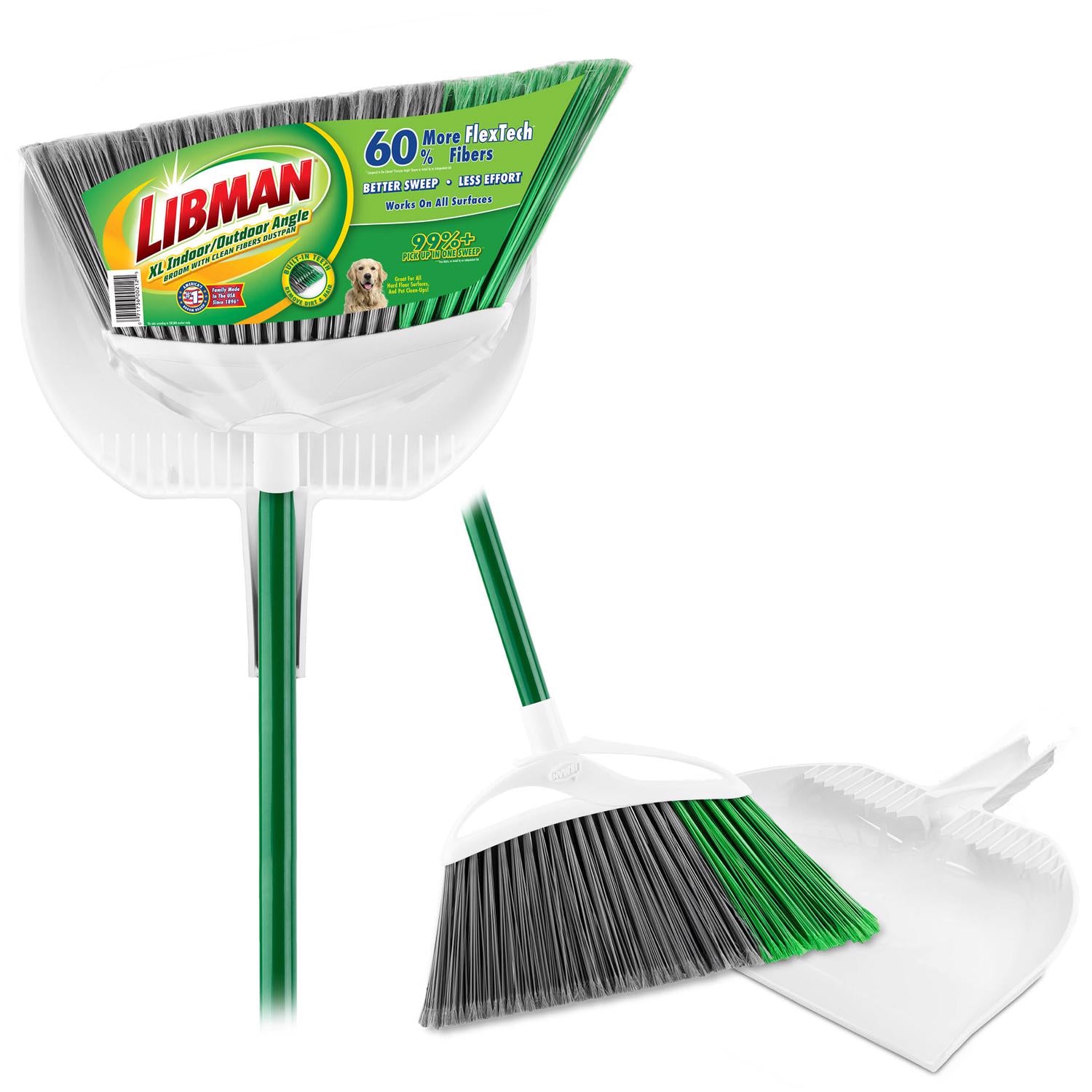 Libman 15 in. W Stiff Recycled PET Broom with Dustpan - Case of 4