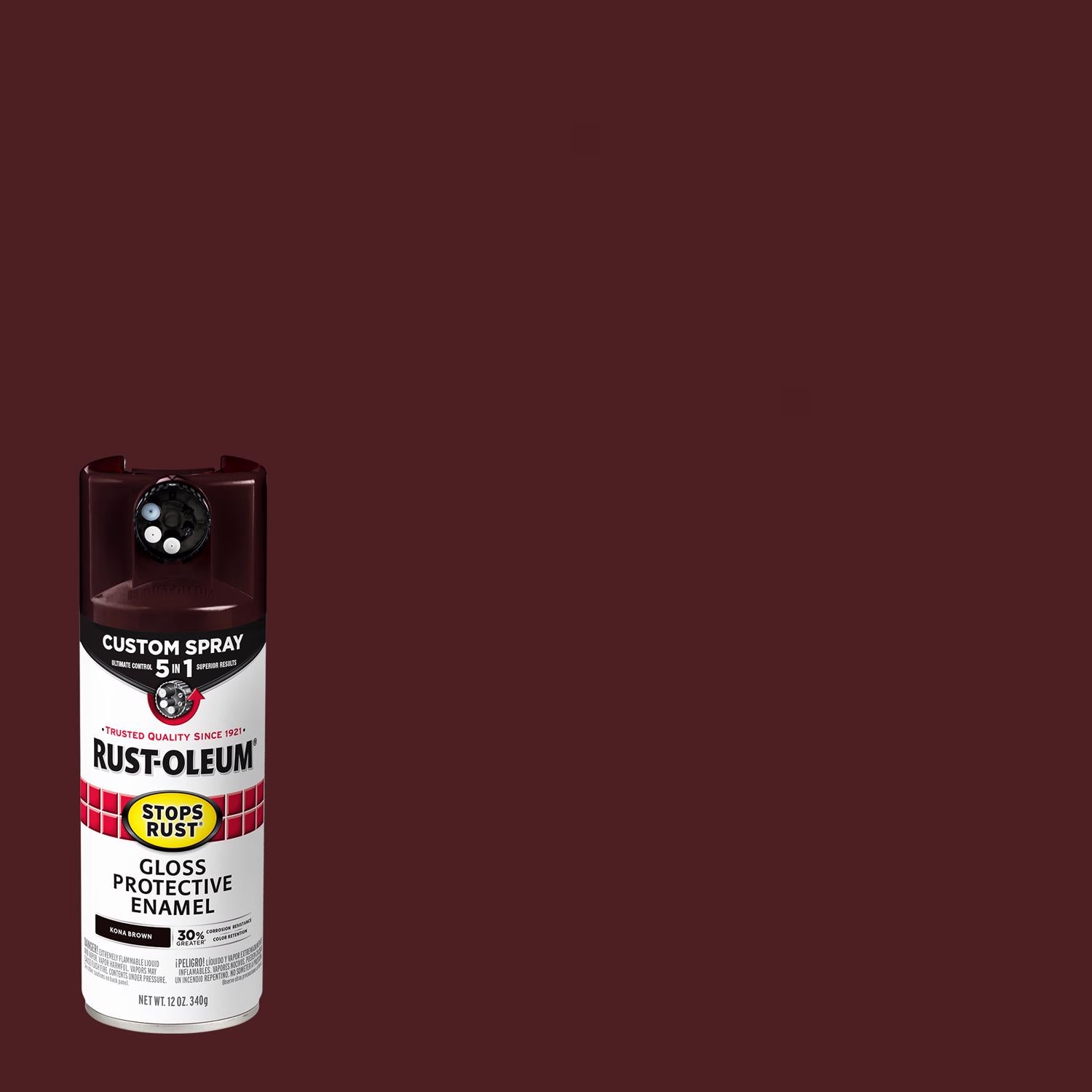 Rust-Oleum Stops Rust Gloss Kona Brown Enamel Spray Paint 12 oz - Case of 6