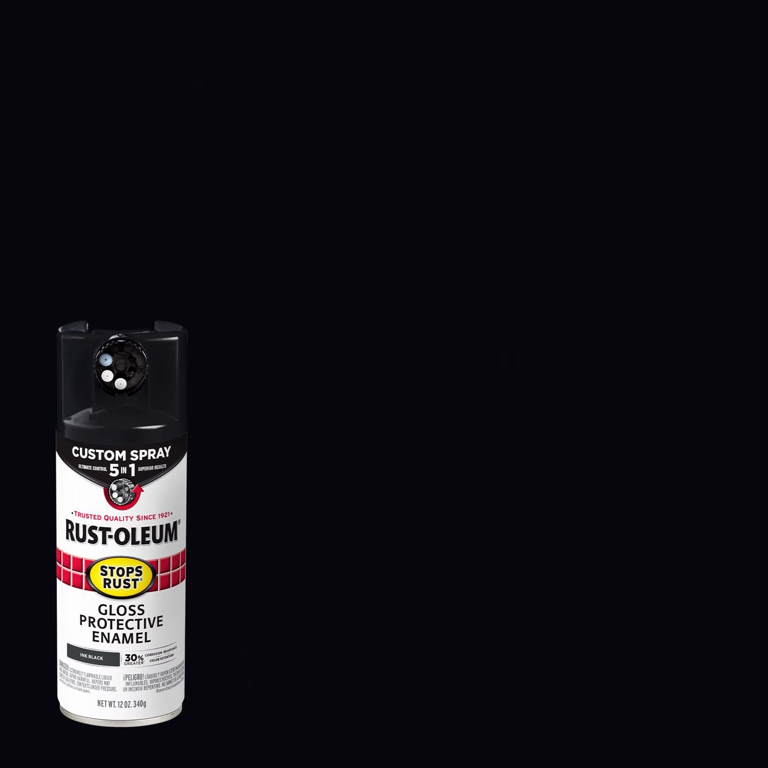 Rust-Oleum Stops Rust Gloss Ink Black Enamel Spray Paint 12 oz - Case of 6