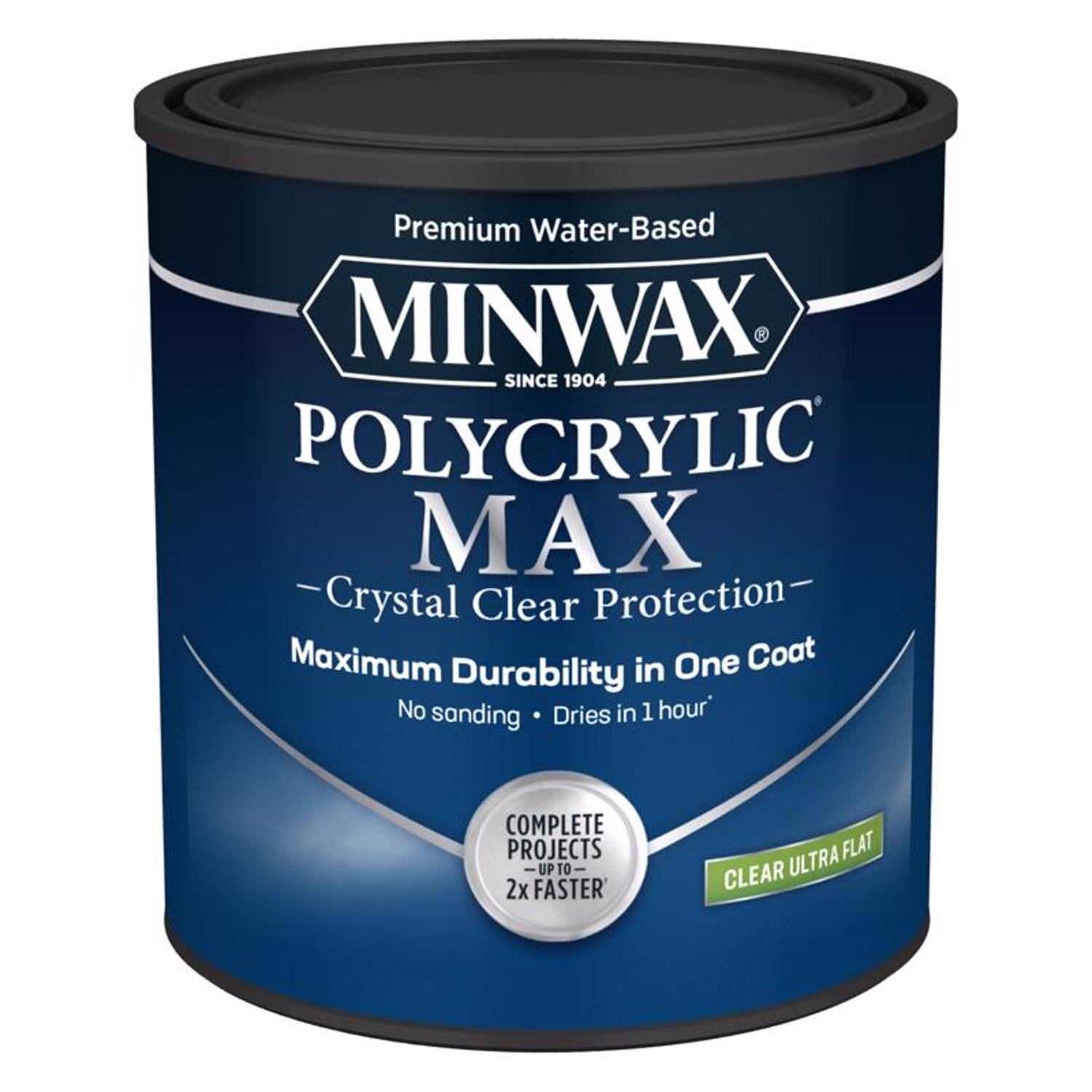Minwax Polycrylic Max Ultra Flat Clear Water-Based Polycrylic 1 qt - Case of 4