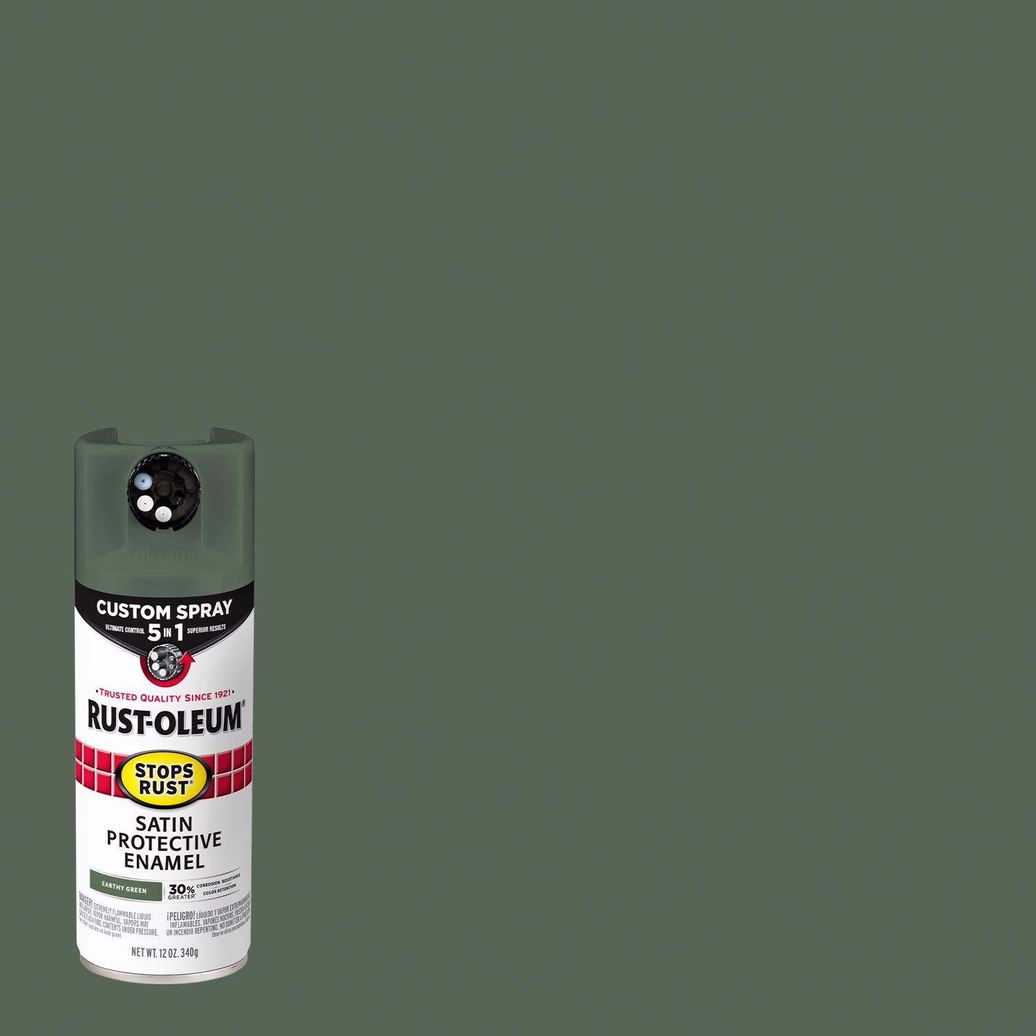 Rust-Oleum Stops Rust Satin Earthy Green Protective Enamel Spray Paint 12 oz - Case of 6