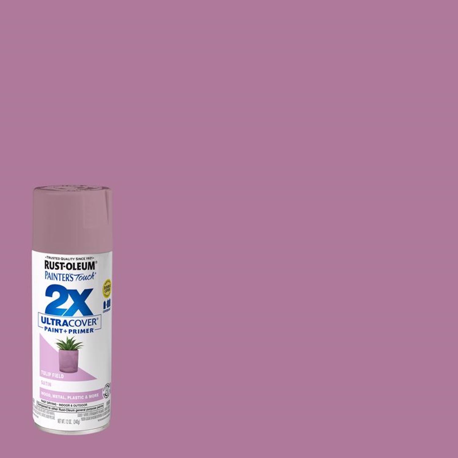 Rust-Oleum Painter's Touch 2X Ultra Cover Satin Tulip Field Paint+Primer Spray Paint 12 oz - Case of 6