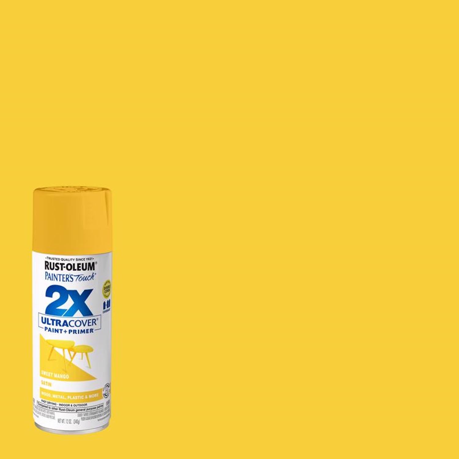 Rust-Oleum Painter's Touch Satin Sweet Mango Paint+Primer Spray Paint 12 oz - Case of 6