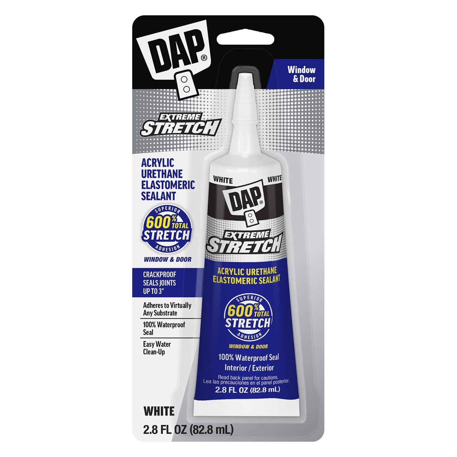 DAP Extreme Stretch White Acrylic Urethane Elastomeric Window and Door Sealant 2.8 oz - Case of 6