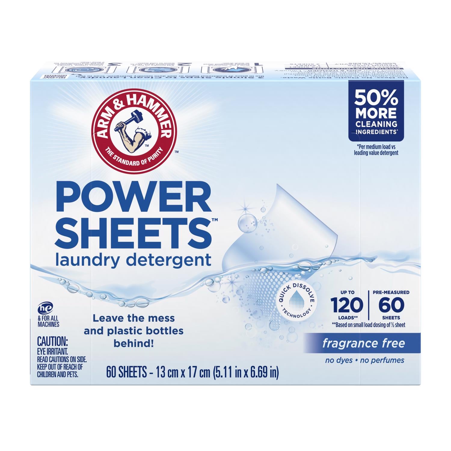 Arm & Hammer No Scent Detergent Sheets 60 ct 1 pk - Case of 6