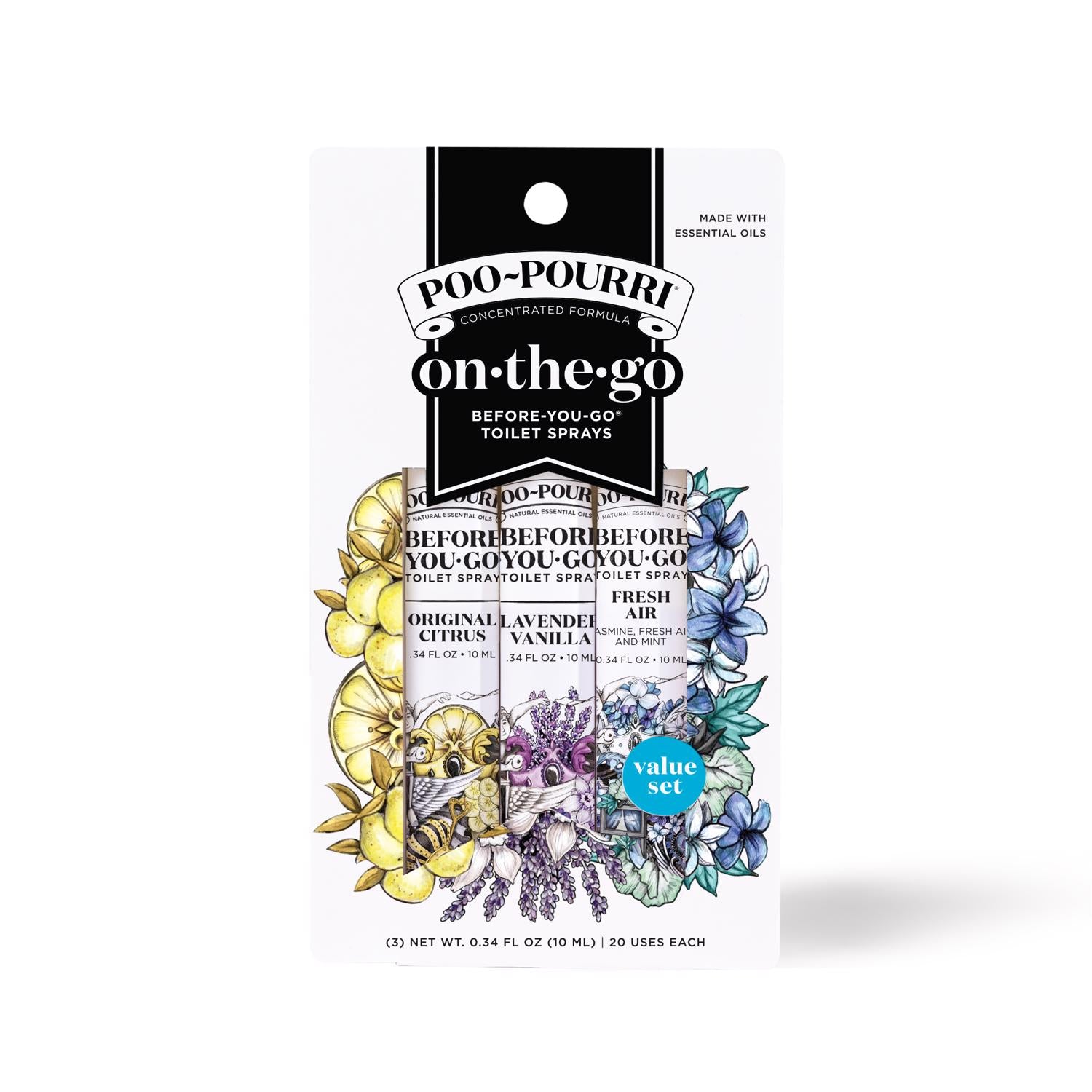 Poo-Pourri Citrus Scent Odor Eliminator 3 ct Liquid - Case of 6