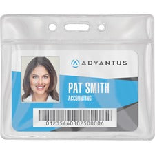 Advantus Vinyl ID Badge Holders - Support 3.50" x 2.50" Media - Horizontal - Vinyl - 50 / Pack - Clear - Durable