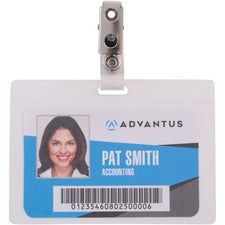 Advantus Strap Clip Self-laminating Badge Holders [HOLDER;CARD;SELFLMNTING;HOR-PK]