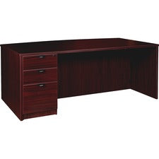 Lorell Prominence 2.0 Bowfront Left-Pedestal Desk [DESK;LT;SGLPED;BOW;42X72;MY-EA]