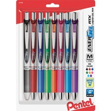 Pentel Liquid Steel Tip Gel Pens [PEN;ENERGEL RTX;XFN;8PK;AST-PK]