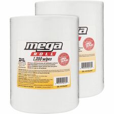 2XL Mega Roll Wipes Refill - 1200 / Roll - 2 / Carton - Phenol-free, Alcohol-free, Bleach-free, Perforated - White