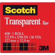 Scotch Transparent Tape - 1/2"W [TAPE;ROLL;TRANSP;1/2"X1296"-PK]