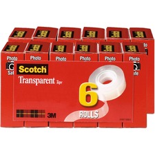 Scotch Transparent Tape - 3/4"W [TAPE;ROLL;TRNS;1/2X1296;6PK-BD]