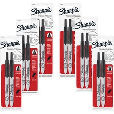 Sharpie Retractable Ultra-Fine Point Permanent Markers - Ultra Fine Marker Point - Retractable - Black - 6 / Box