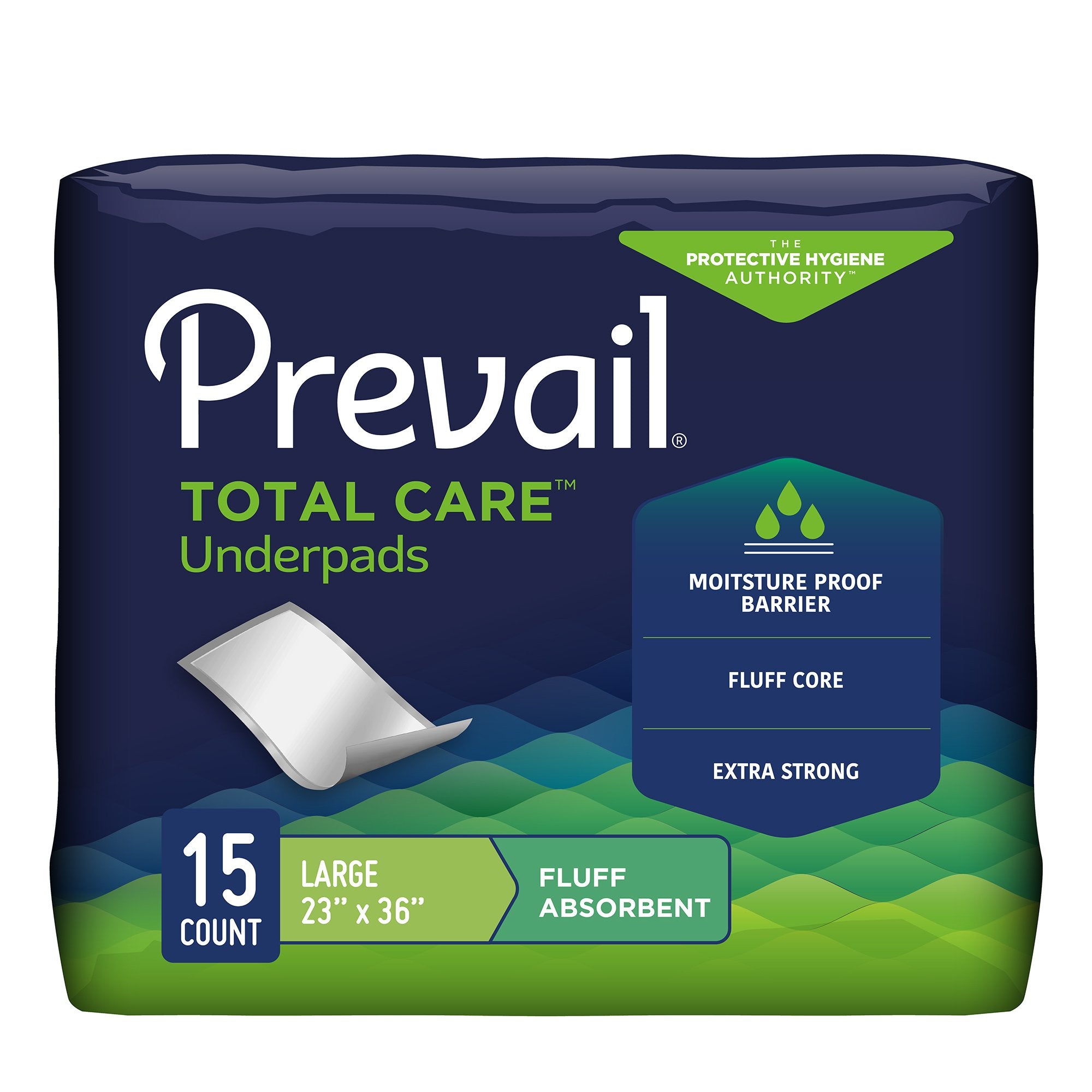 First Quality - Disposable Underpad Prevail® Total Care™ 23 X 36 Inch Fluff Light Absorbency [15/PK]