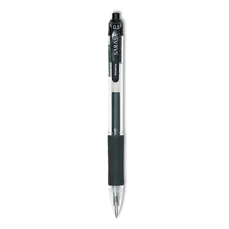 Zebra - Sarasa Dry Gel X20 Gel Pen, Retractable, Fine 0.5 mm, Black Ink, Smoke Barrel, 12/Pack