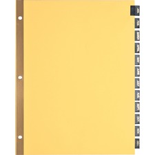 Business Source Monthly Black Leather Tab Index Dividers