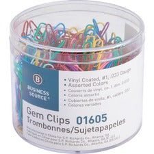 Business Source Vinyl-coated Gem Clips [CLIPS;PAPER;VINYL;#1;AST-BX]