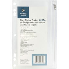 Business Source Punched Economy Binder Pocket [POCKET;ZIPPER;BNDR;9.5X6;CL-EA]