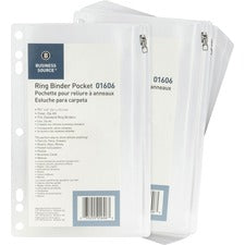 Business Source Punched Economy Binder Pocket [POCKET;ZIPPER;BNDR;9.5X6;CL-BX]
