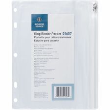 Business Source Punched Economy Binder Pocket [POCKET;ZIPPER;BNDR;10X8;CLR-EA]