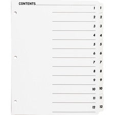 Business Source Table of Content Quick Index Dividers [DIVIDERS;INDEX;TOC;1-12;WE-ST]