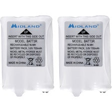 Midland Rechargeable Battery Pack - For Radio - Battery Rechargeable - 700 mAh - 3.6 V DC - 2 / Pair