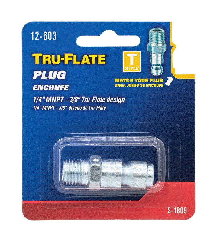 TRU-FLATE - Tru-Flate Steel Air Plug 1/4 in. Male 1 pc [TRFL12603]