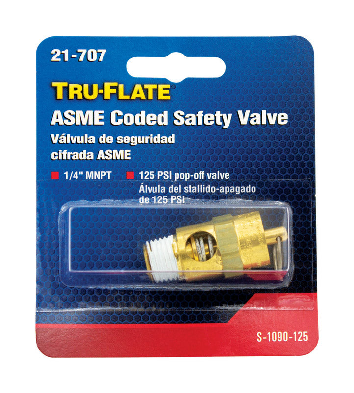 TRU-FLATE - Tru-Flate Brass Safety Valve 1/4 in. Male 1 pc [TRFL21707]