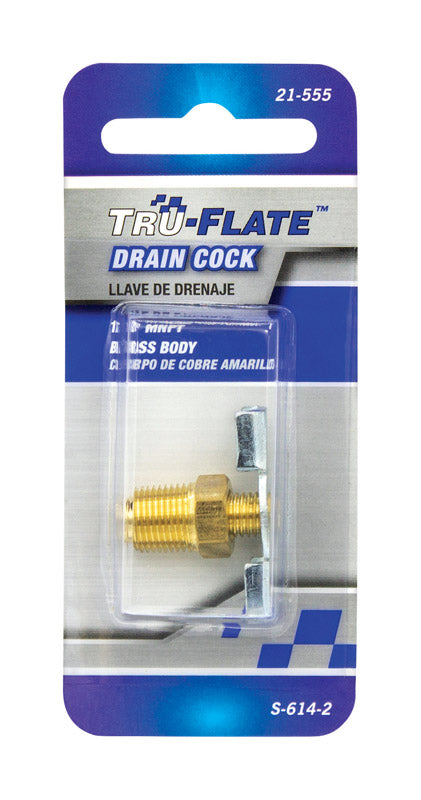 TRU-FLATE - Tru-Flate Brass/Steel Drain Cock 1/8 in. Male 1 pc