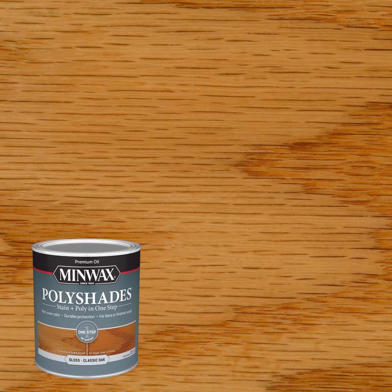 POLYSHADES - Minwax PolyShades Semi-Transparent Gloss Classic Oak Oil-Based Stain/Polyurethane Finish 1 qt