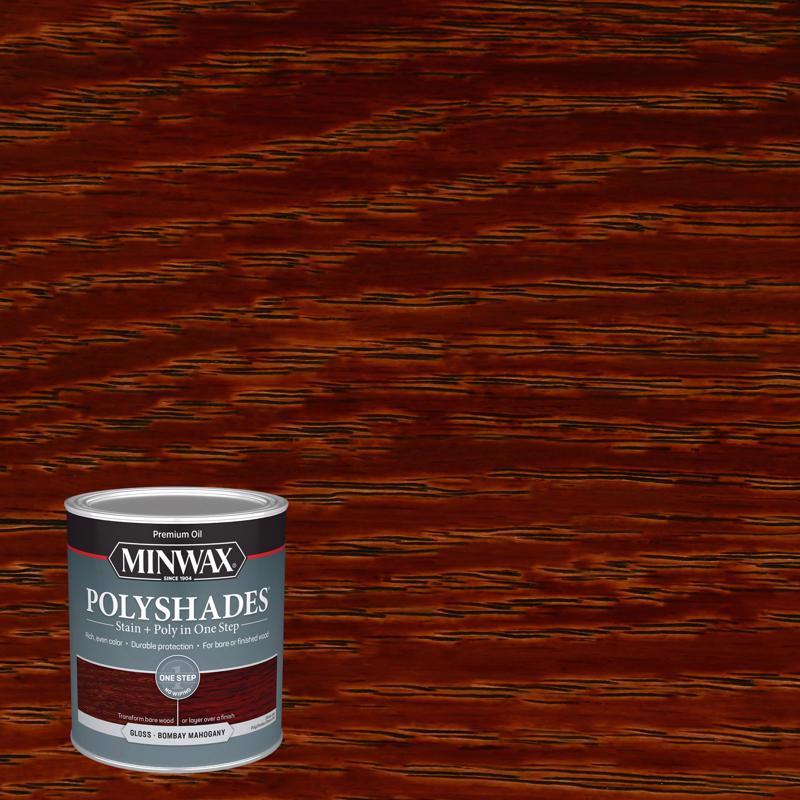 POLYSHADES - Minwax PolyShades Semi-Transparent Gloss Bombay Mahogany Stain/Polyurethane Finish 1 qt