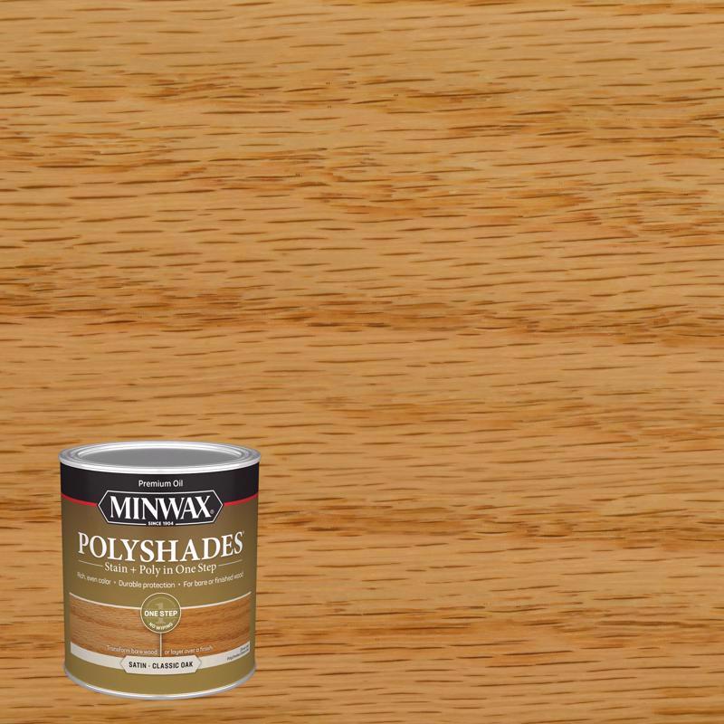 POLYSHADES - Minwax PolyShades Semi-Transparent Satin Classic Oak Oil-Based Stain/Polyurethane Finish 1 qt