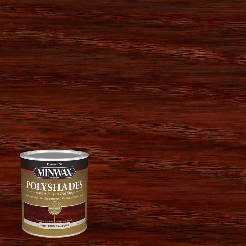 POLYSHADES - Minwax PolyShades Semi-Transparent Satin Bombay Mahogany Stain/Polyurethane Finish 1 qt