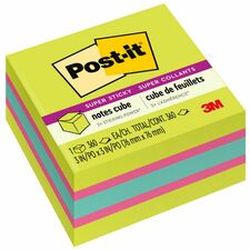 Post-it&reg; Super Sticky Notes Cube [NOTE;CUBE;SPRSTKY;GN;3X3-PK]