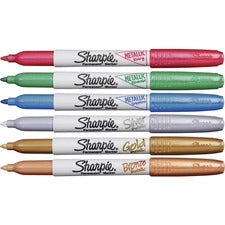 Sharpie Metallic Permanent Marker - Fine Pen Point - Bold Marker PointAlcohol Based Ink - 6 / Set