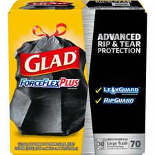 Glad Large Drawstring Trash Bags - ForceFlexPlus [BAG;TRSH;OUTDOOR;30GAL;70CT-PL]