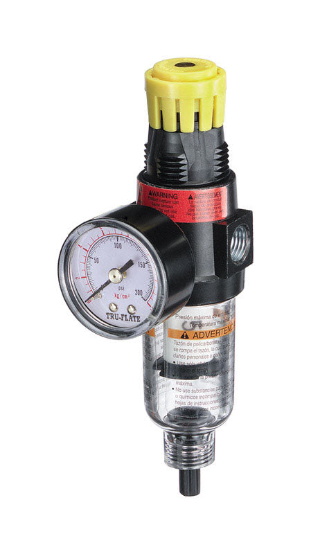 TRU-FLATE - Tru-Flate Plastic Filter and Regulator with Gauge 1/4 in. NPT 250 psi 1 pc