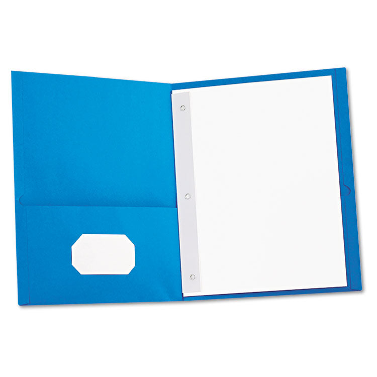 Universal - Two-Pocket Portfolios with Tang Fasteners, 0.5" Capacity, 11 x 8.5, Light Blue, 25/Box