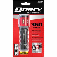 Dorcy Ultra HD Series Twist Flashlight - 360 lm Lumen - 3 x AAA - Battery - Impact Resistant - Black, Red - 1 Each