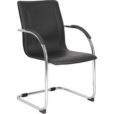 Boss Chrome Frame Black Vinyl Side Chair, 2pcs Per Pack