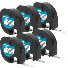 Dymo LetraTag Labelmaker Plastic Labels - 1/2" Width - White - Plastic - 6 / Pack