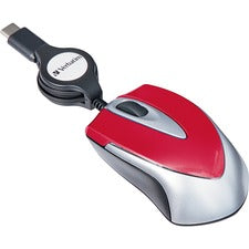 Verbatim USB-C Mini Optical Travel Mouse-Red - Optical - Cable - Red - 1 Pack - USB Type C - 3 Button(s)