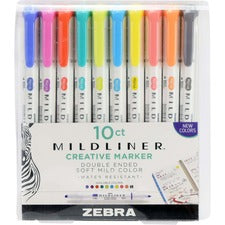 Zebra Pen Mildliner Double-ended Assorted Highlighter Set 10PK [MARKER;MILDLINE;DUALEND;AST-PK]