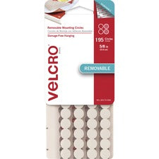 VELCRO&reg; Removable Mounting Tape - 0.63" Dia - 195 / Pack - White