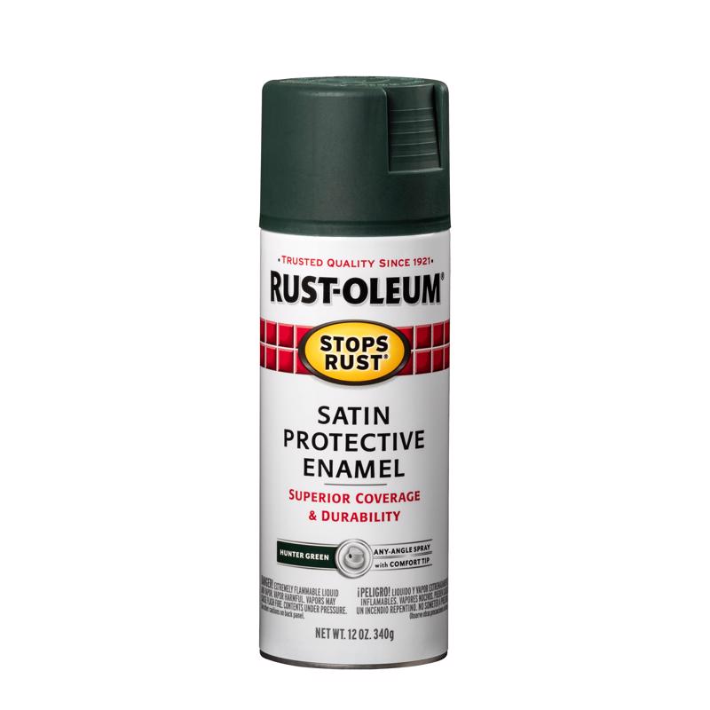 RUST-OLEUM - Rust-Oleum Stops Rust Satin Hunter Green Spray Paint 12 oz