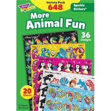 Trend Animal Fun Stickers Variety Pack [STICKER;ANML;VPK;SPRKL;648-EA]